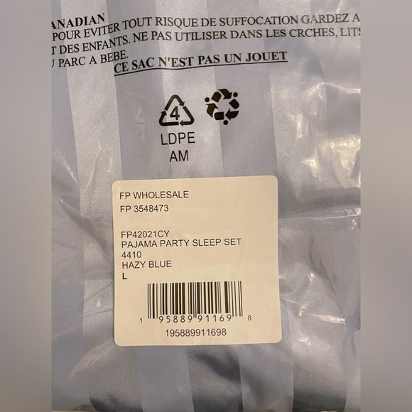 NWT Free People Pajama Party Sleep Set Hazy Blue Size L - Picture 3 of 10